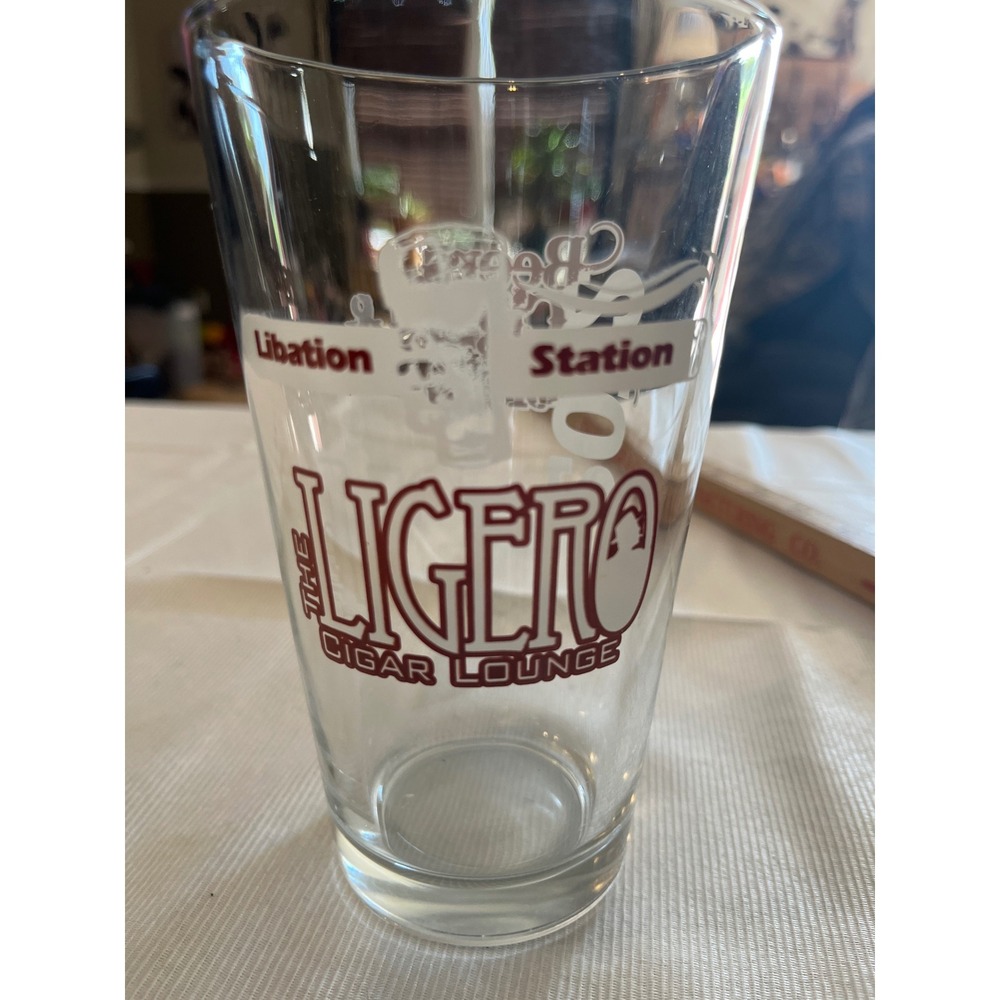 Ligero Cigar Lounge Libation Station Beers Cigars Brats Pint Glass Clear 16oz